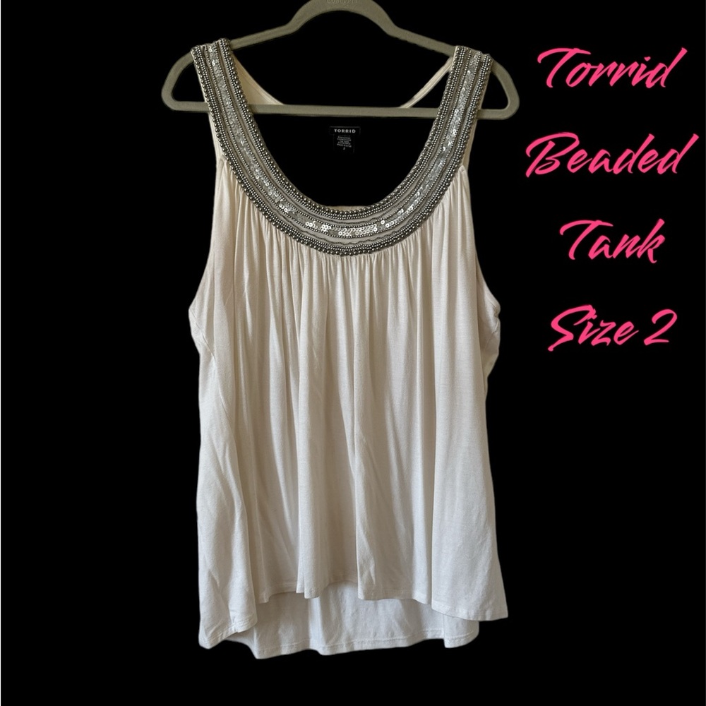 Torrid Ivory Beaded Tank Top